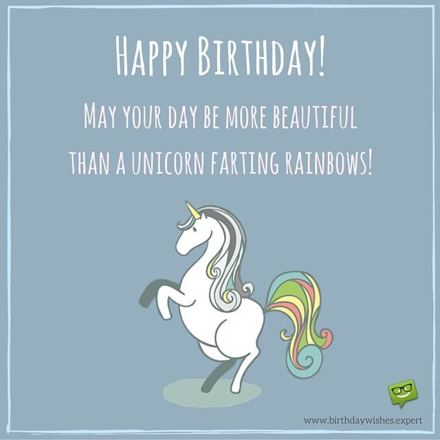 Happy Birthday Unicorn farting rainbows