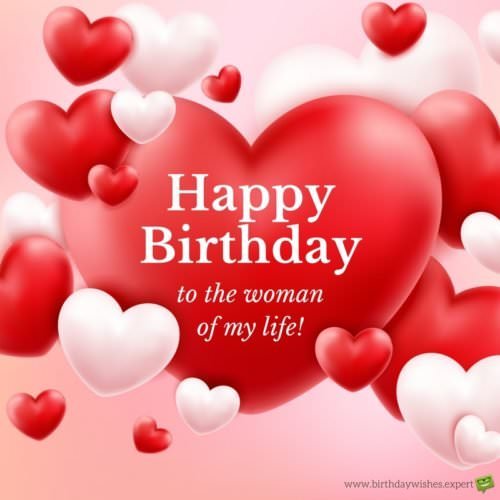 Happy Birthday wish for wife on romantic red background with hearts