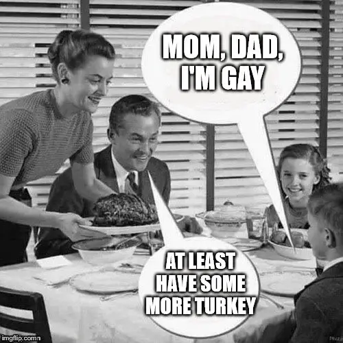 Funny Thanksgiving Vintage Family Dinner Meme.