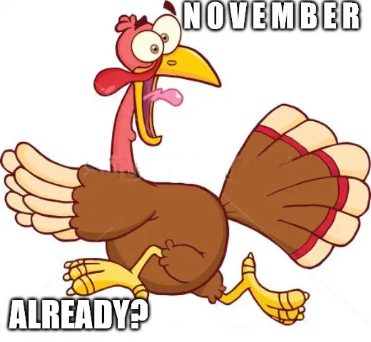 Funny Thanksgiving Turkey scared Meme.