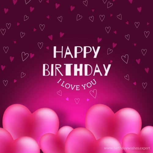 Romantic wish for my wife on her birthday. Background with pink hearts