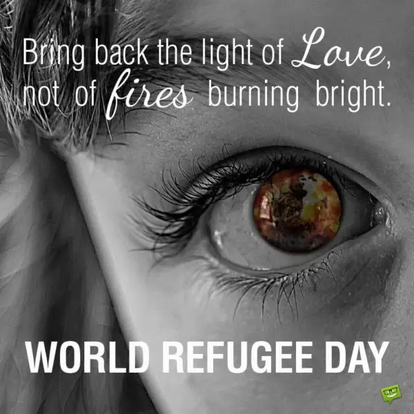 Bring back the light of love, not of fires burning bright | World Refugee Day