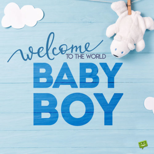 Baby boy wish on cute image to use on chats, emails and posts to announce the arrival of your new baby.