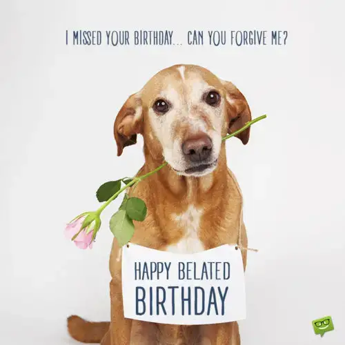 Cute belated birthday wish on image for use on chats, messages, mails and social media.