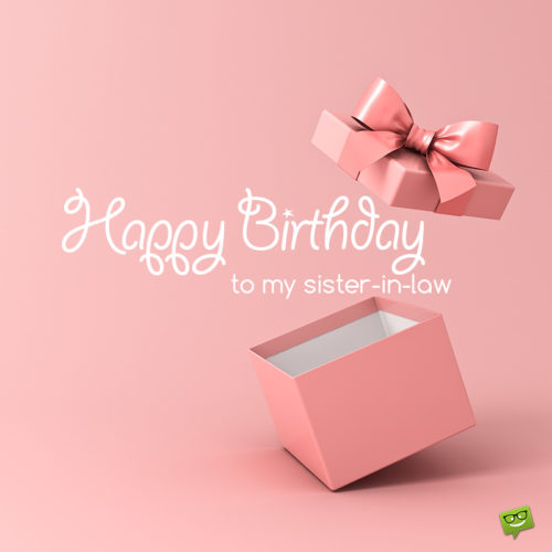 Pink birthday image with gift and a wish for sister-in-law. | Birthday Wishes Expert Birthday image for sister-in-law.