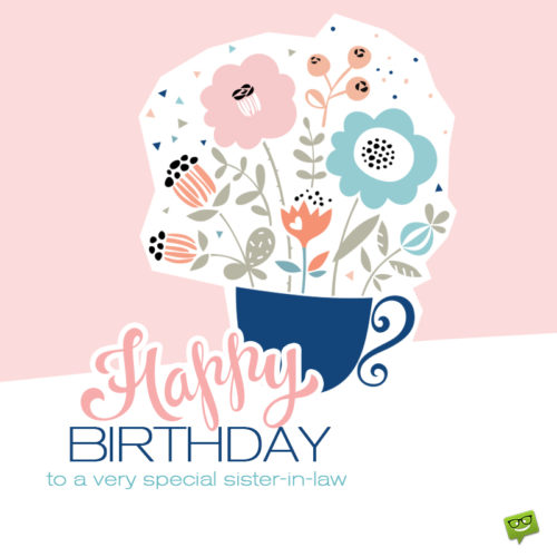 Happy Birthday image for sister in law with hand drawn flowers. | Birthday Wishes Expert Birthday image for sister in law.