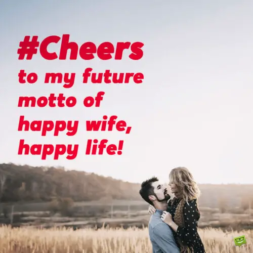 Engagement Caption on image with couple hugging. Engagement caption for instagram photo post.