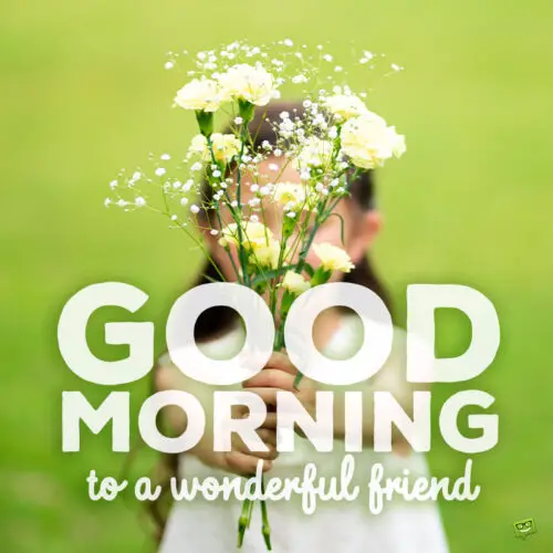 Good morning image with flowers and a message for friend.