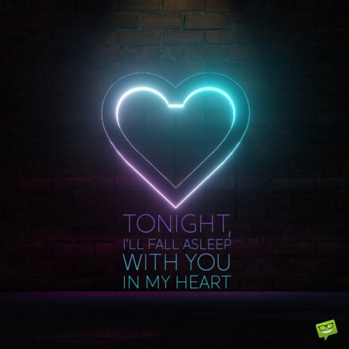 Good night love image with message and neon heart shape.