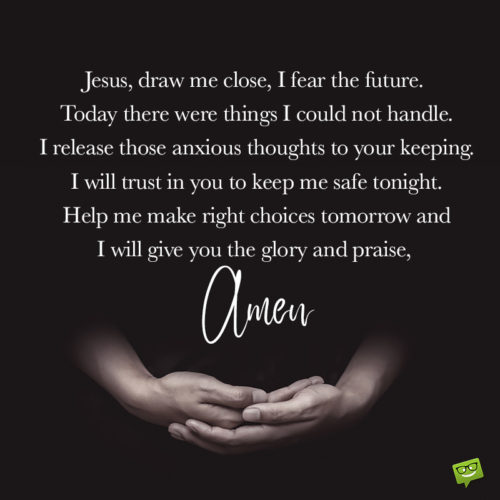 Good night prayer on image to help find the right words.