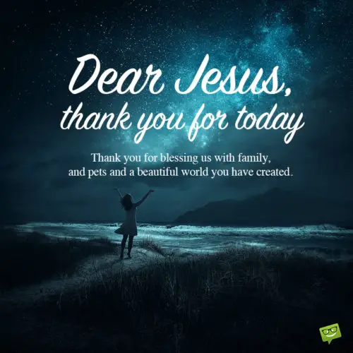 Good night prayer to express thankfulness and gratitude on image with woman in night nature landscape. | Birthday Wishes Expert Good night prayer to express gratitude to God for his gifts.