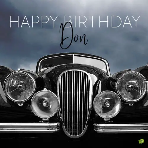Car-themed Happy Birthday image for Don.
