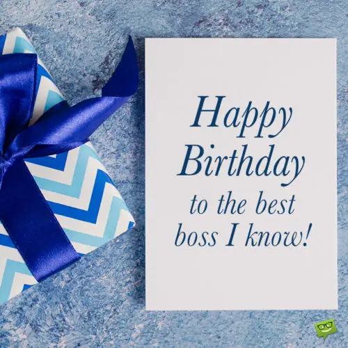 Birthday wish for boss on image with gift box with blue ribbon. | Birthday Wishes Expert Birthday wish for boss.