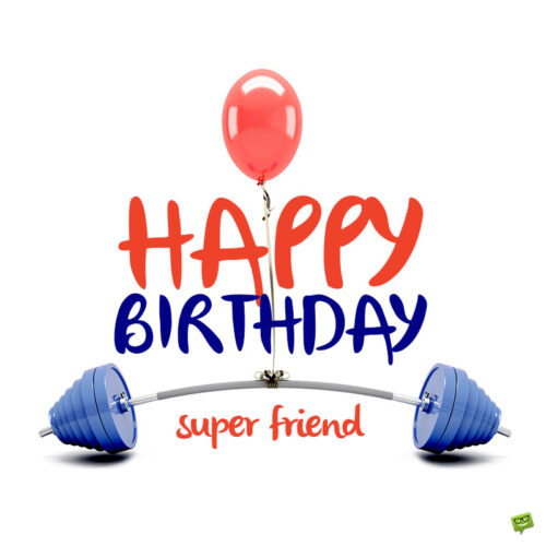 Happy birthday message for fitness friend on image with weights. | Birthday Wishes Expert Happy birthday message for fitness friend.