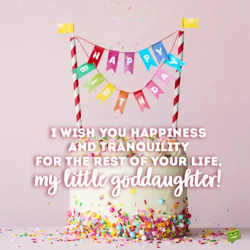Birthday wish for goddaughter on image with cake. Birthday image for goddaughter.