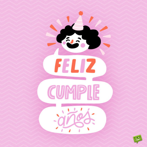 Happy Birthday in Spanish on pink background.