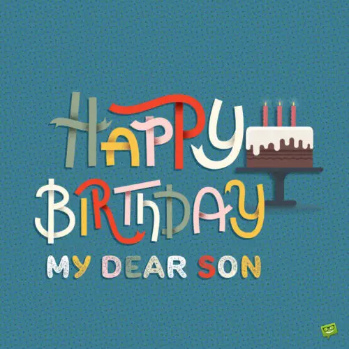 birthday wish for son on image with illustration of cake with candles. | Birthday Wishes Expert Happy Birthday image for son.
