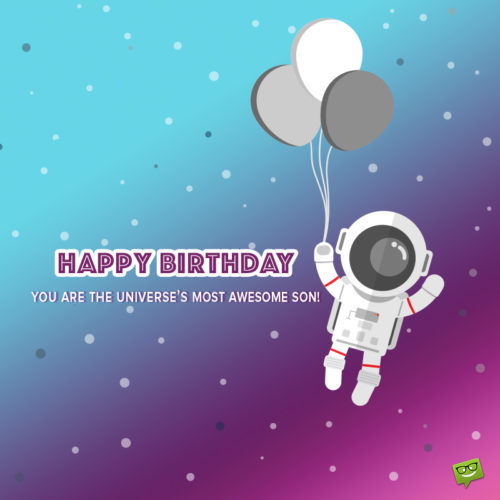 Happy birthday image for son with astronaut holding balloons. | Birthday Wishes Expert Happy birthday image for son.