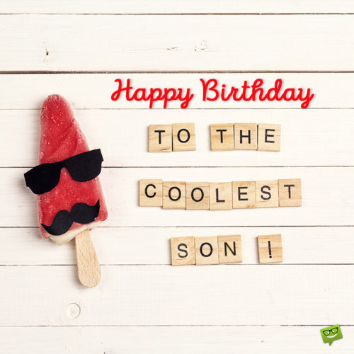 Funny happy birthday son wish on photo with cool ice cream. | Birthday Wishes Expert Funny birthday image for son.