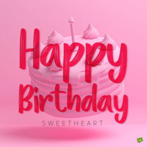 Happy Birthday wish on image with pink cake. | Birthday Wishes Expert Birthday image with cake.