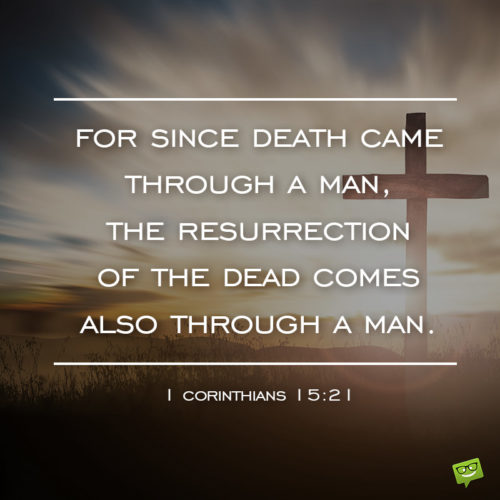 Easter Bible verse on image with a cross. | Birthday Wishes Expert Easter bible verse for inspiration.