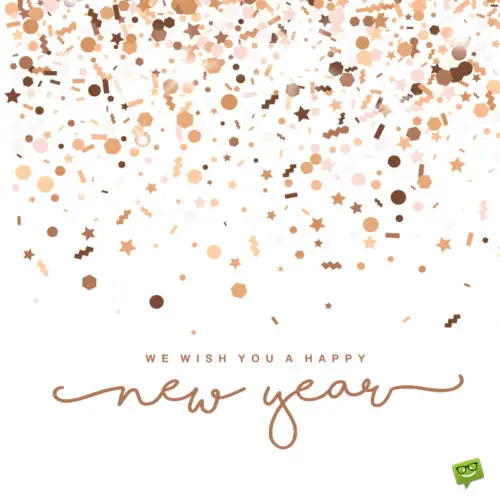 Happy New Year image with illustration of confetti. Happy New Year Image to use on chats and emails.