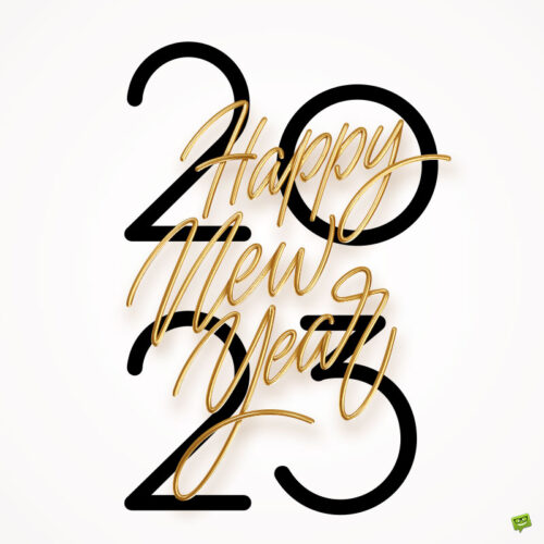 Wish for a happy new year 2023. On image with year and golden balloons. Happy New Year 2023 image with golden letters on white background.
