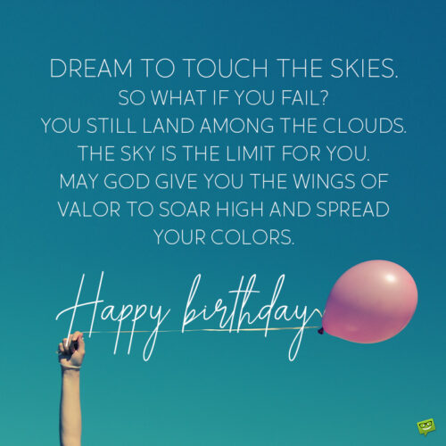 inspirational-birthday-wishes-5 | Birthday Wishes Expert Inspirational birthday wish on image of person holding a balloon.