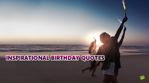 Featured image for a blog post with inspirational birthday wishes and messages. On the image with see some young people celebrating at the beach.