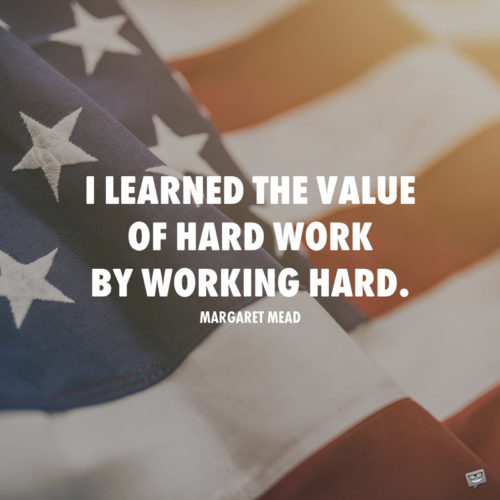 Inspirational quote for labor day on image with American Flag. | Birthday Wishes Expert Labor day quote to inspire.