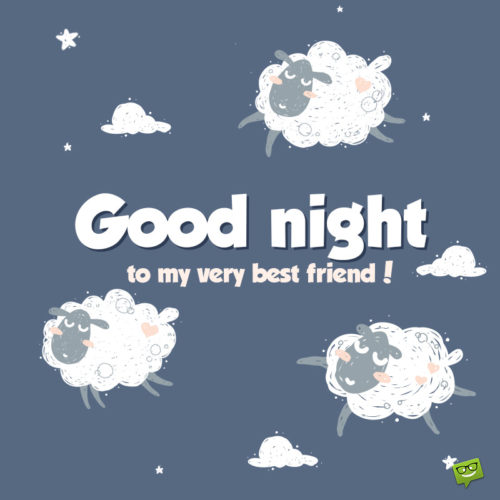 Good night message for a friend on image with illustration of sheep. | Birthday Wishes Expert Good night message to share with a friend.