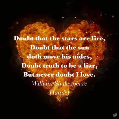 Love quote from Hamlet by Shakespare to use on messages to your special one.