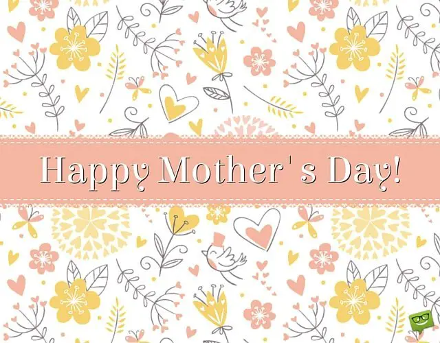 Cute Mother's Day Image with hand drawn floral pattern. Happy Mother's Day! Thank you for always being there for me.