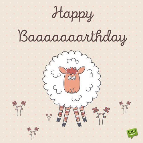Funny happy birthday wish on illustration of sheep celebrating. | Birthday Wishes Expert Happy Baaaaaaaaarthday!