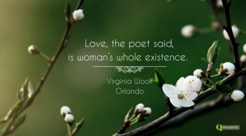 Love, the poet said, is woman's whole existence. Virginia Woolf, Orland.