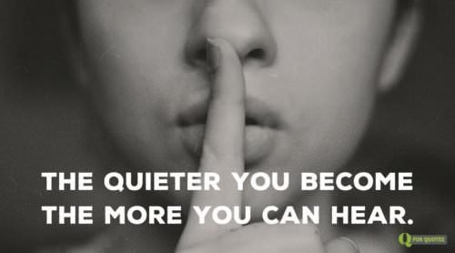 The quieter you become the more you can hear. 