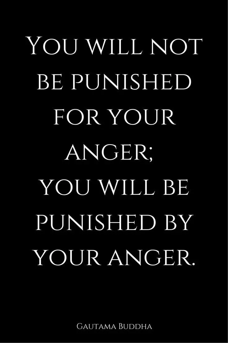 You will not be punished for your anger you will be punished by your anger Buddha