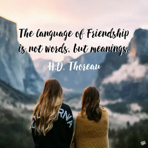 The language of Friendship is not words, but meanings. Henry David Thoreau.