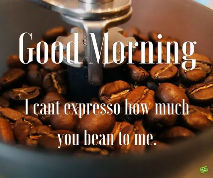 Funny good morning quote about coffee. | Birthday Wishes Expert Good morning. I can't expresso how much you bean to me.