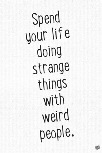 Spend you life doing strange things with weird people.
