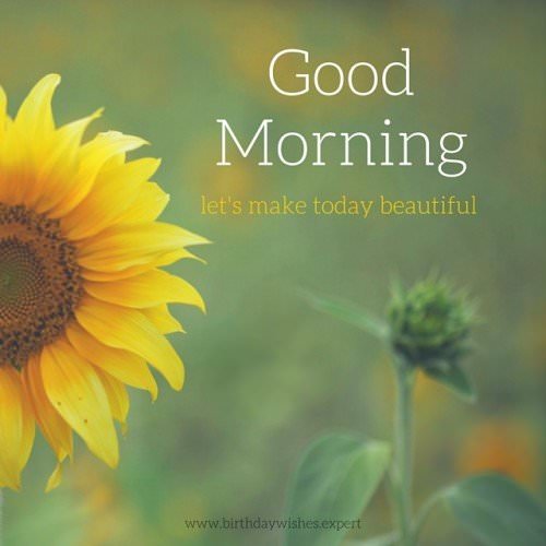 Good Morning, let's make today beautiful.