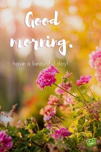 Good morning. Have a beautiful day!