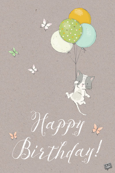 Happy Birthday message on card with cute cat. | Birthday Wishes Expert Happy Birthday.