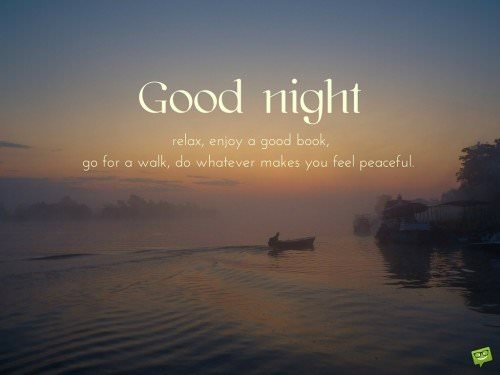 Good night. Relax, enjoy a good book, go for a walk, do whatever makes you feel peaceful.