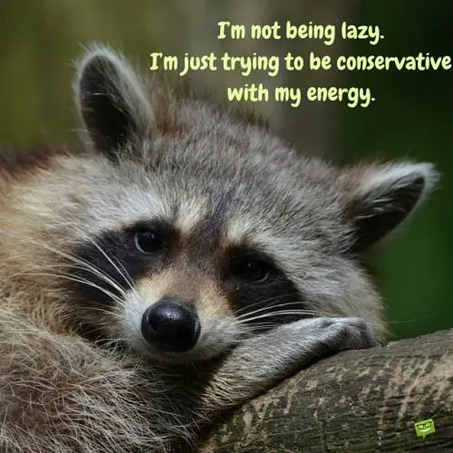 I’m not being lazy I’m just trying to be conservative with my energy.