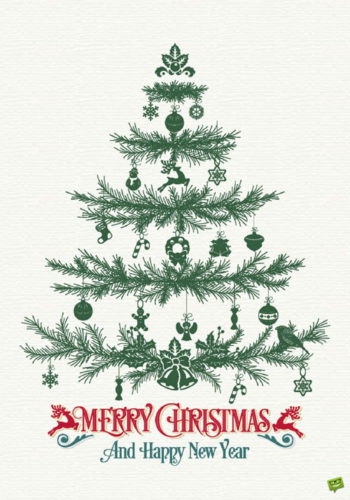 Vintage Christmas Card. Merry Christmas and Happy New Year.
