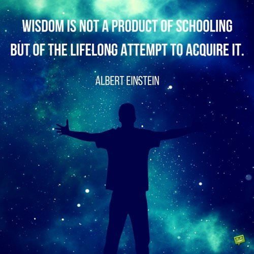 Wisdom is not a product of schooling but of the lifelong attempt to acquire it. Albert Einstein
