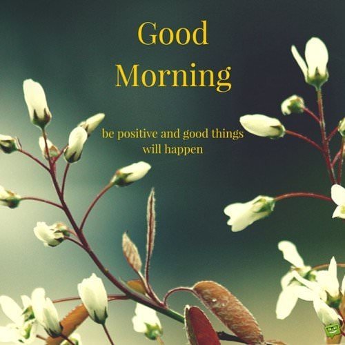Good Morning. Be positive and good things will happen.