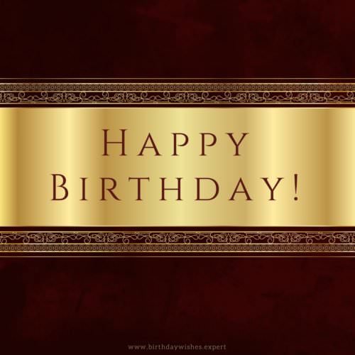 Formal birthday wish on golden background. Perfect for boss or client. | Birthday Wishes Expert Happy Birthday!
