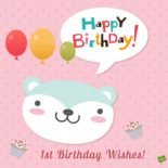 1st year birthday wish with cute animal square | Birthday Wishes Expert 1st year birthday wish with cute animal square